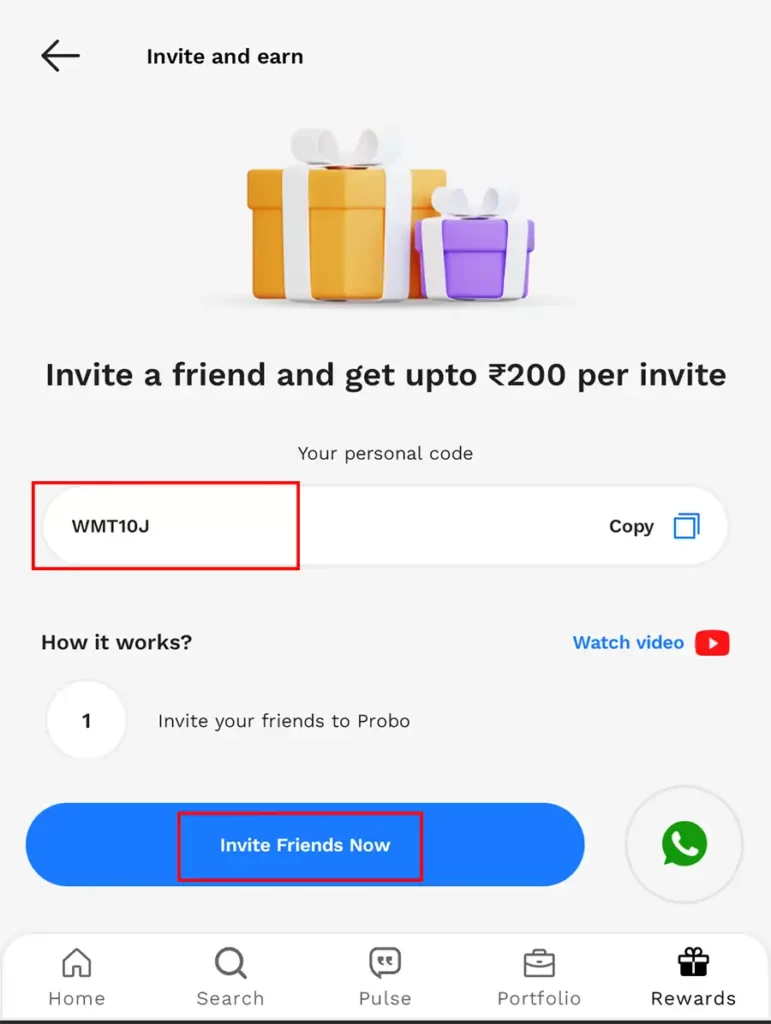 probo app invitation code